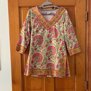 Gretchen Scott Designs Pink and Green Floral Tunic